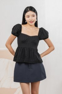 Ethel Broderie Top In Black