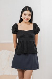 Ethel Broderie Top In Black
