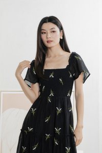 Imperia Smocked Midi Dress In Black (XS)