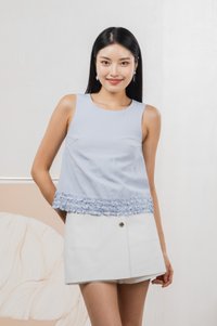 Tessa Ruffles Shift Top In Ice Blue