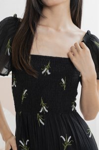Imperia Smocked Midi Dress In Black (XS)