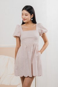 Starry Embroidered Dress In Dusty Pink