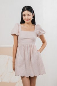 Starry Embroidered Dress In Dusty Pink