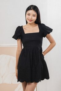Starry Embroidered Dress In Black