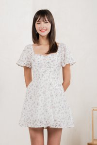 Millis Floral Eyelet Dress Romper In White