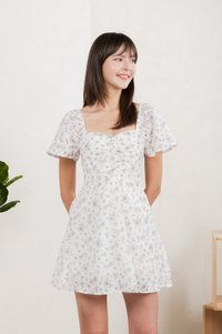 Millis Floral Eyelet Dress Romper In White