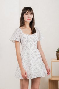 Millis Floral Eyelet Dress Romper In White