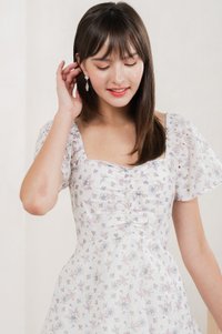 Millis Floral Eyelet Dress Romper In White