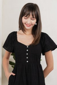 Vanya Embroidery Midi Dress In Black (XS)