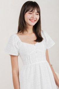 Vanya Embroidery Midi Dress In White