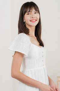 Vanya Embroidery Midi Dress In White
