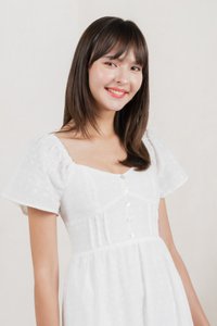 Vanya Embroidery Midi Dress In White