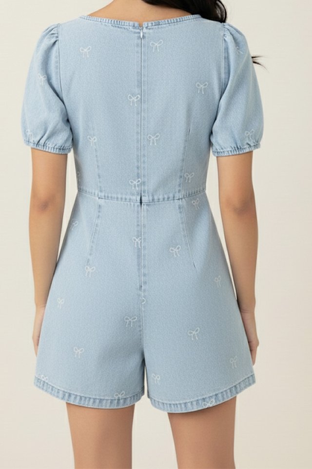 Jane Ribbon Denim Romper