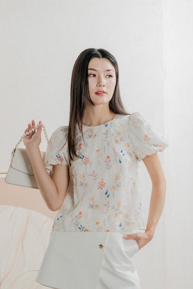 Francine Floral Eyelet Top