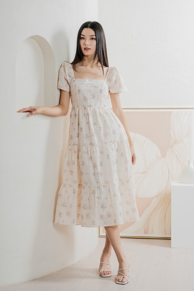 Empath Embroidery Ribbon Midi Dress