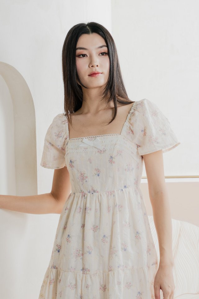 Empath Embroidery Ribbon Midi Dress