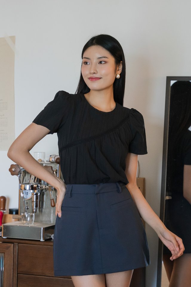 Eden Embroidered Crochet Top In Black