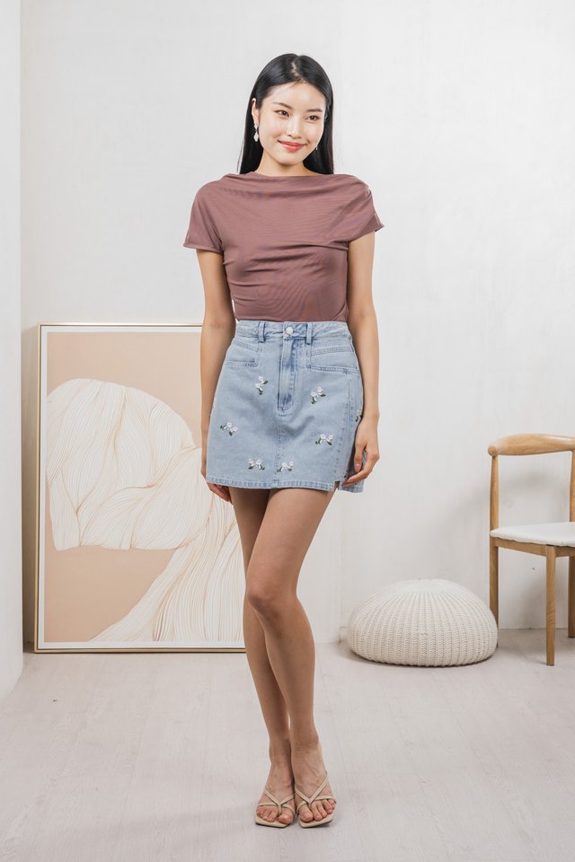 Odette Drape Top In Mauve