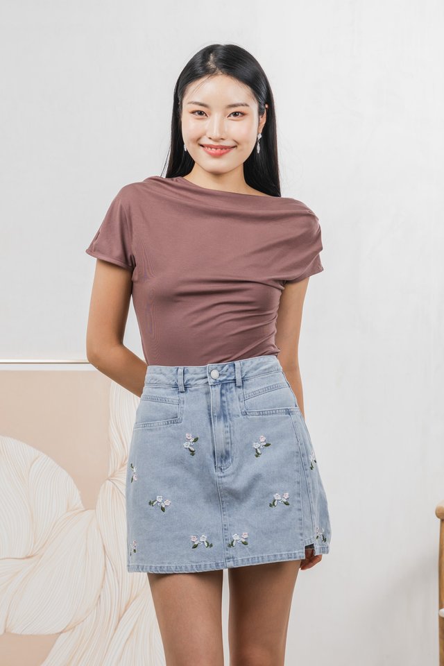 Odette Drape Top In Mauve