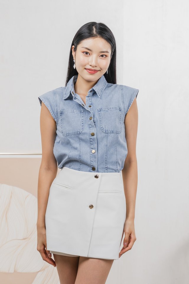 Daisie Denim Cap Sleeves Shirt