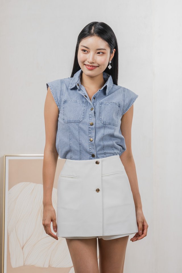 Daisie Denim Cap Sleeves Shirt