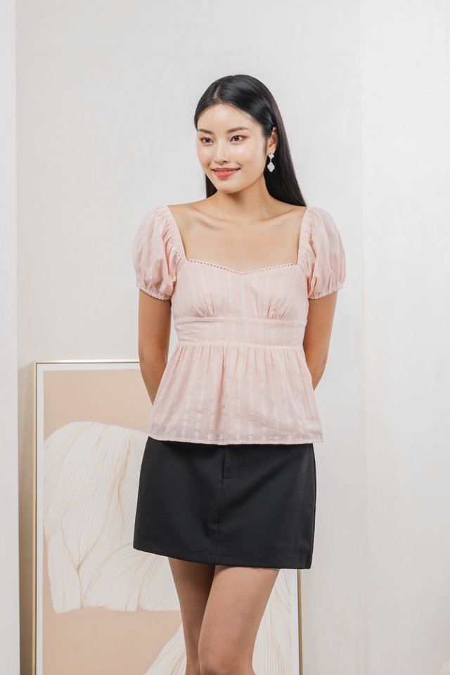 Ethel Broderie Top In Pink