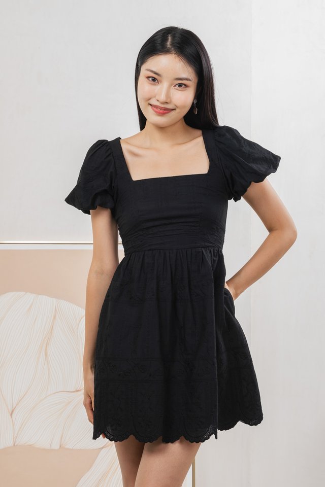 Starry Embroidered Dress In Black