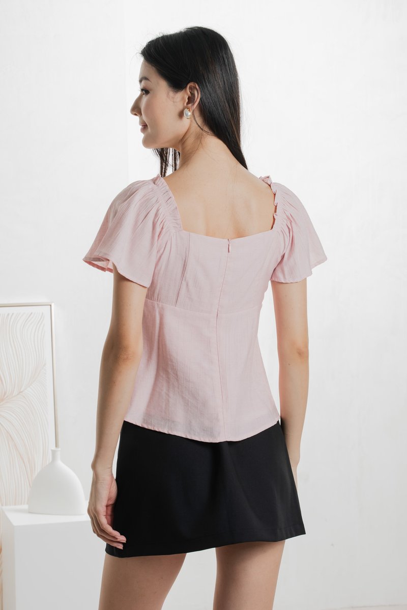 Lidith Textured Ribbon Lace Top In Pink