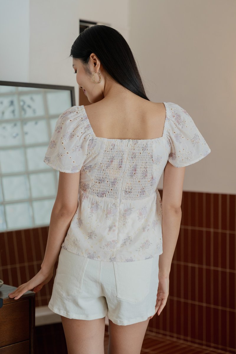 Grace Floral Eyelet Ribbon Top (S)