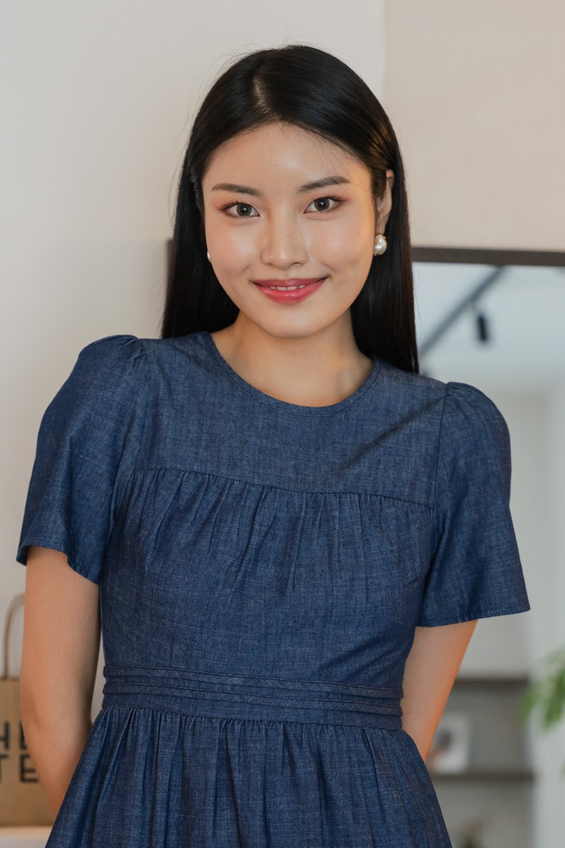 Ruthie Pintuck Denim Midi Dress(XS)