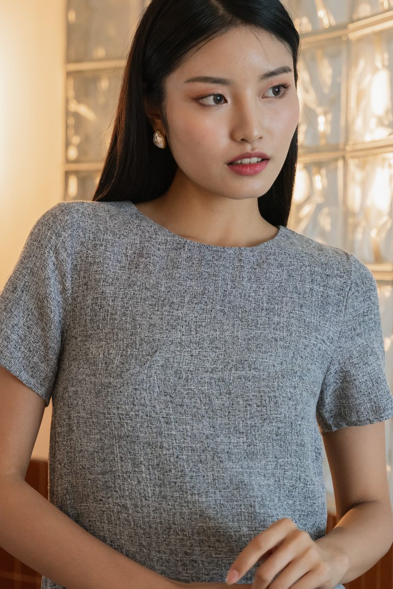 Odin Textured Shift Dress In Grey
