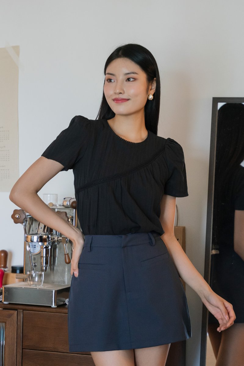 Eden Embroidered Crochet Top In Black