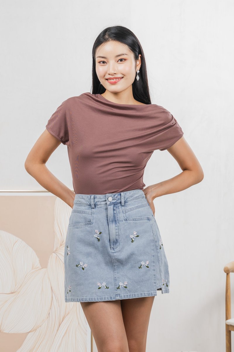 Colette Wild Roses Denim Skort In Light Wash (XS)