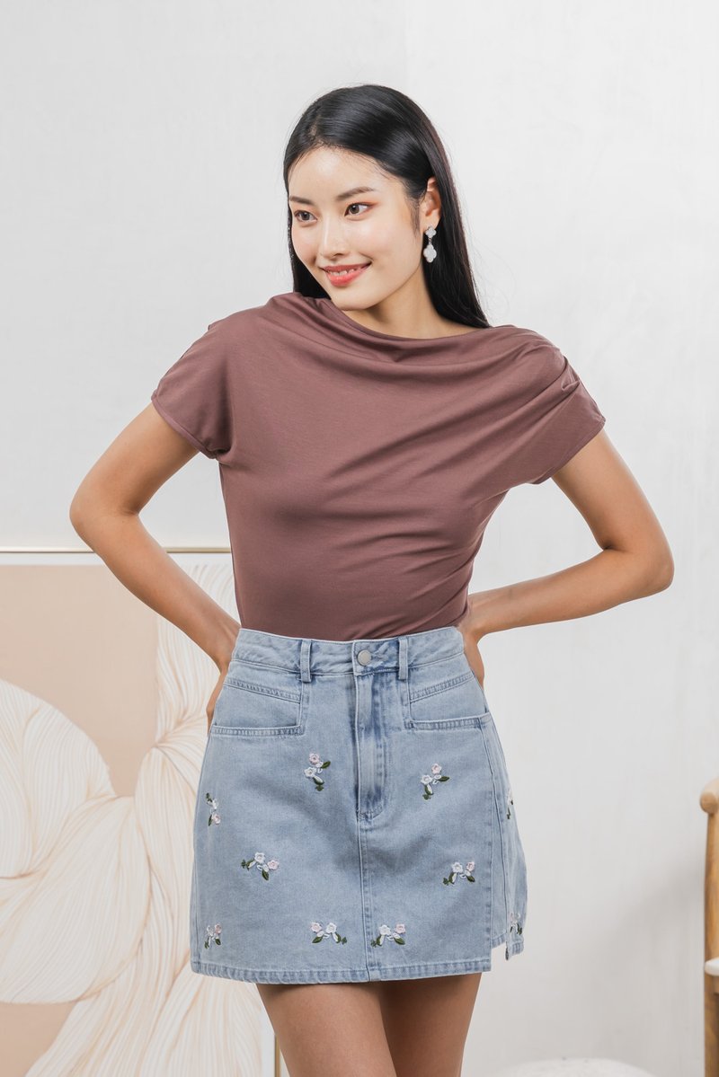 Colette Wild Roses Denim Skort In Light Wash (XS)