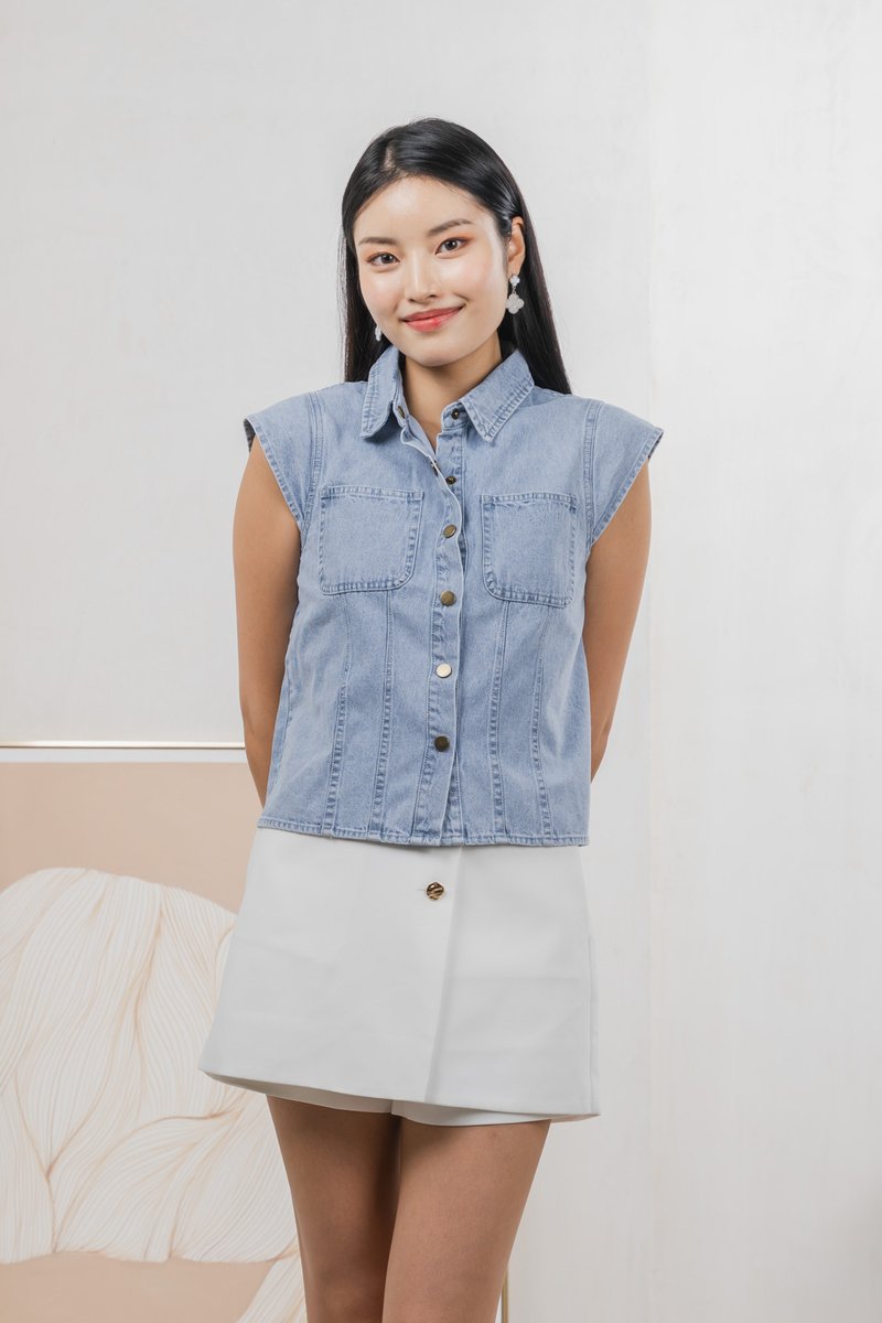 Daisie Denim Cap Sleeves Shirt