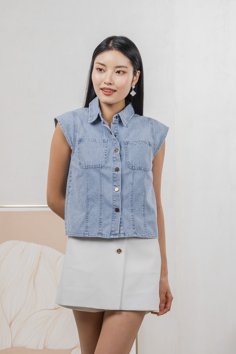 Daisie Denim Cap Sleeves Shirt
