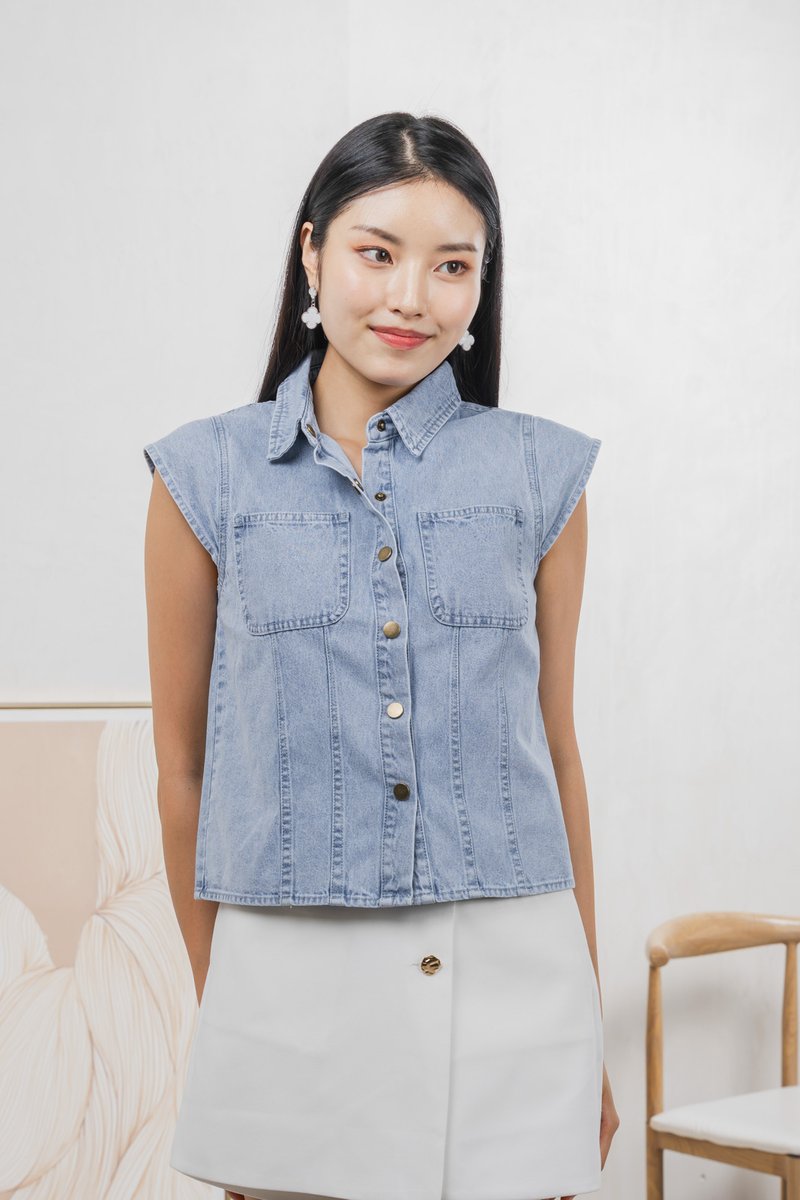 Daisie Denim Cap Sleeves Shirt