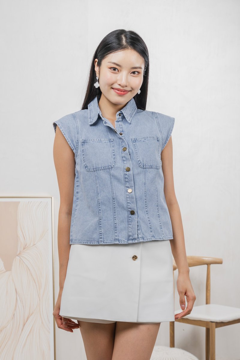 Daisie Denim Cap Sleeves Shirt