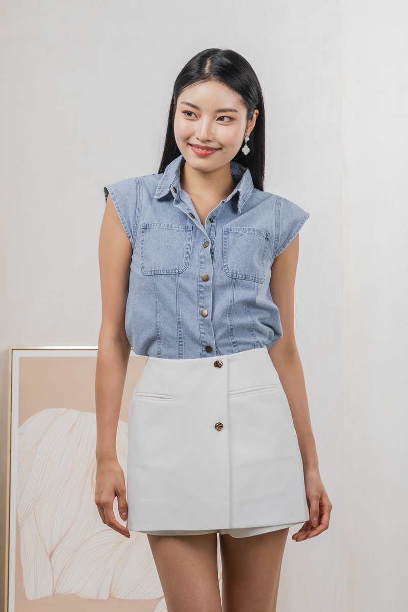 Daisie Denim Cap Sleeves Shirt