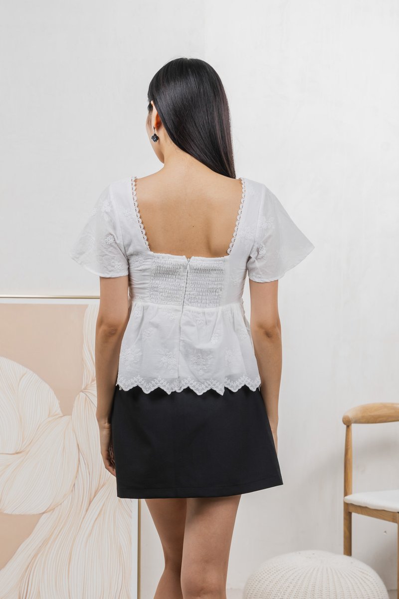 Lilia Embroidery Lace Top In White