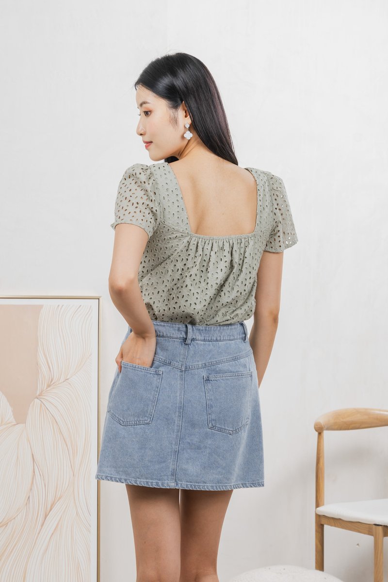 Skye Denim Overlap Skort In Light Wash