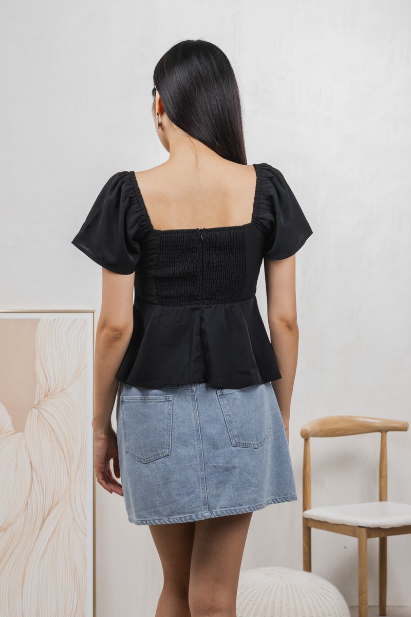 Julia Ribbonette Lace Top In Black