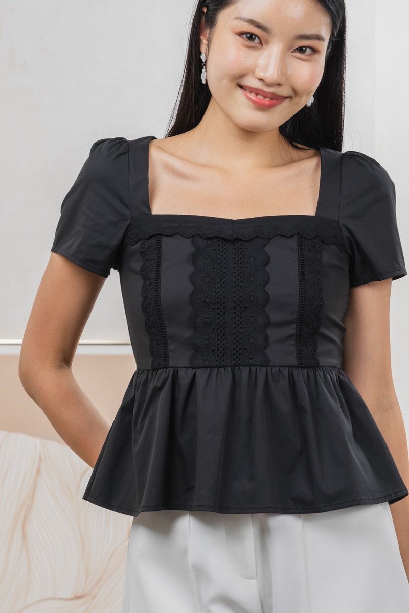 Collins Crochet Top In Black