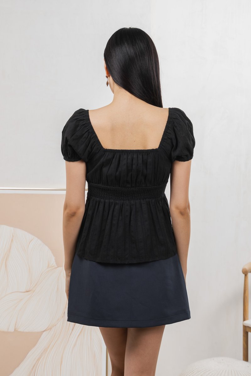 Ethel Broderie Top In Black