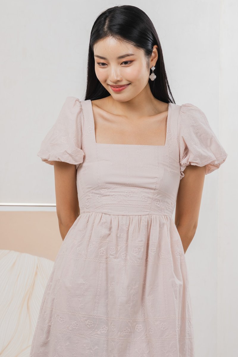 Starry Embroidered Dress In Dusty Pink