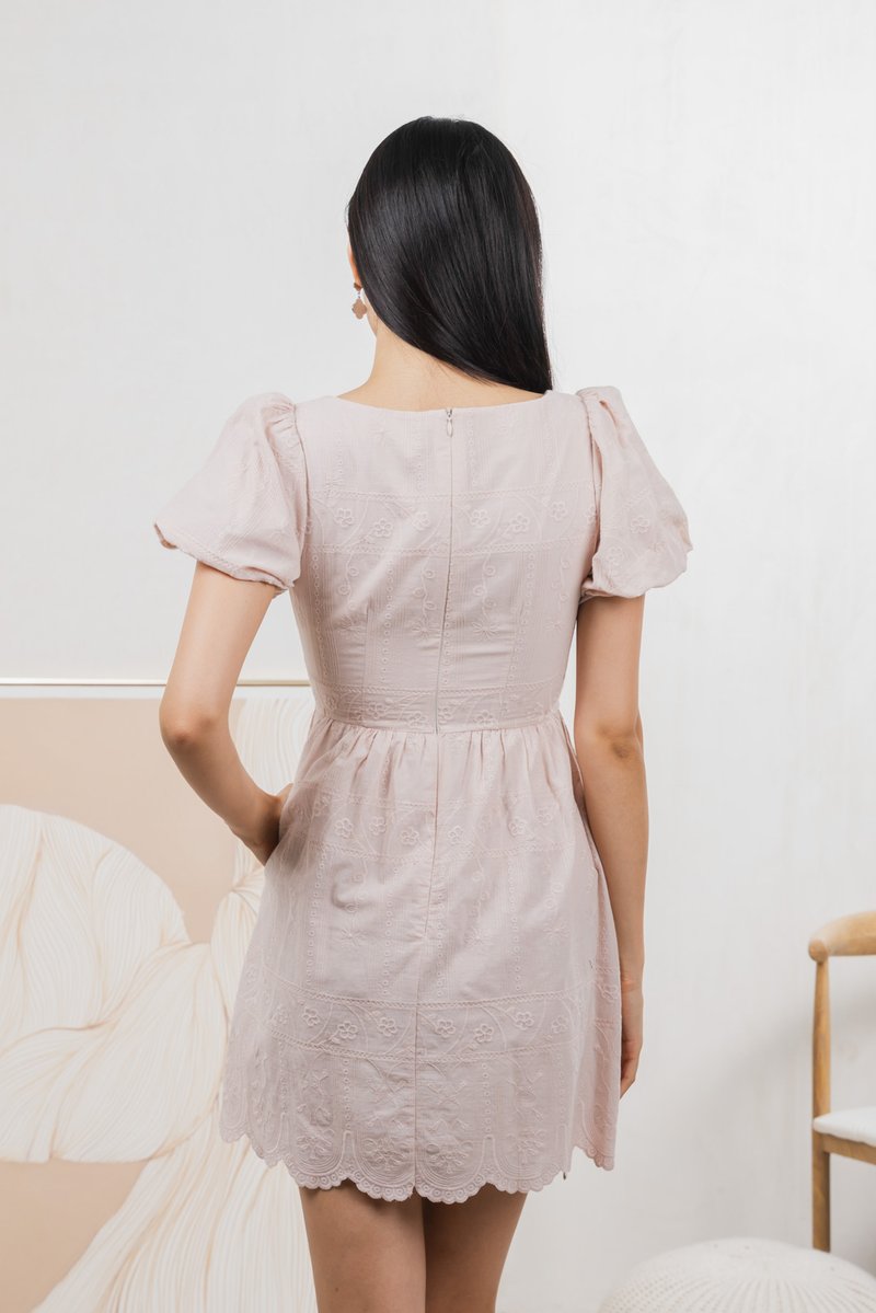 Starry Embroidered Dress In Dusty Pink