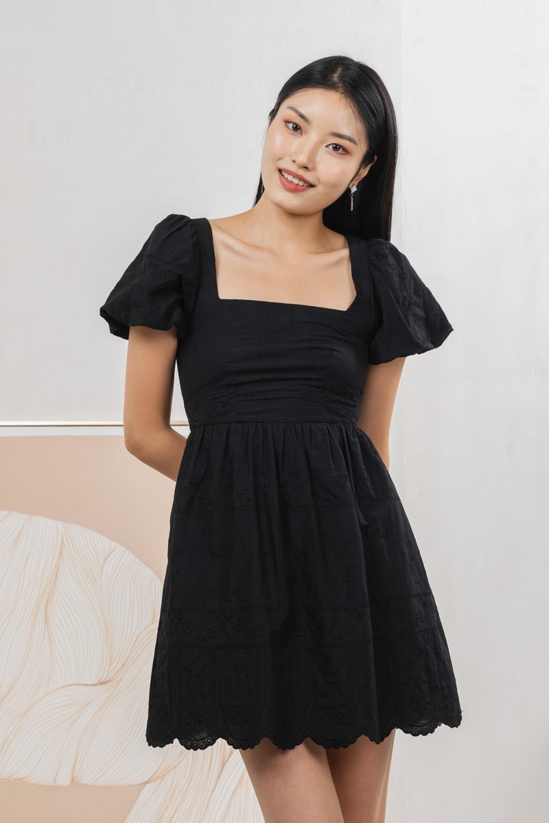 Starry Embroidered Dress In Black