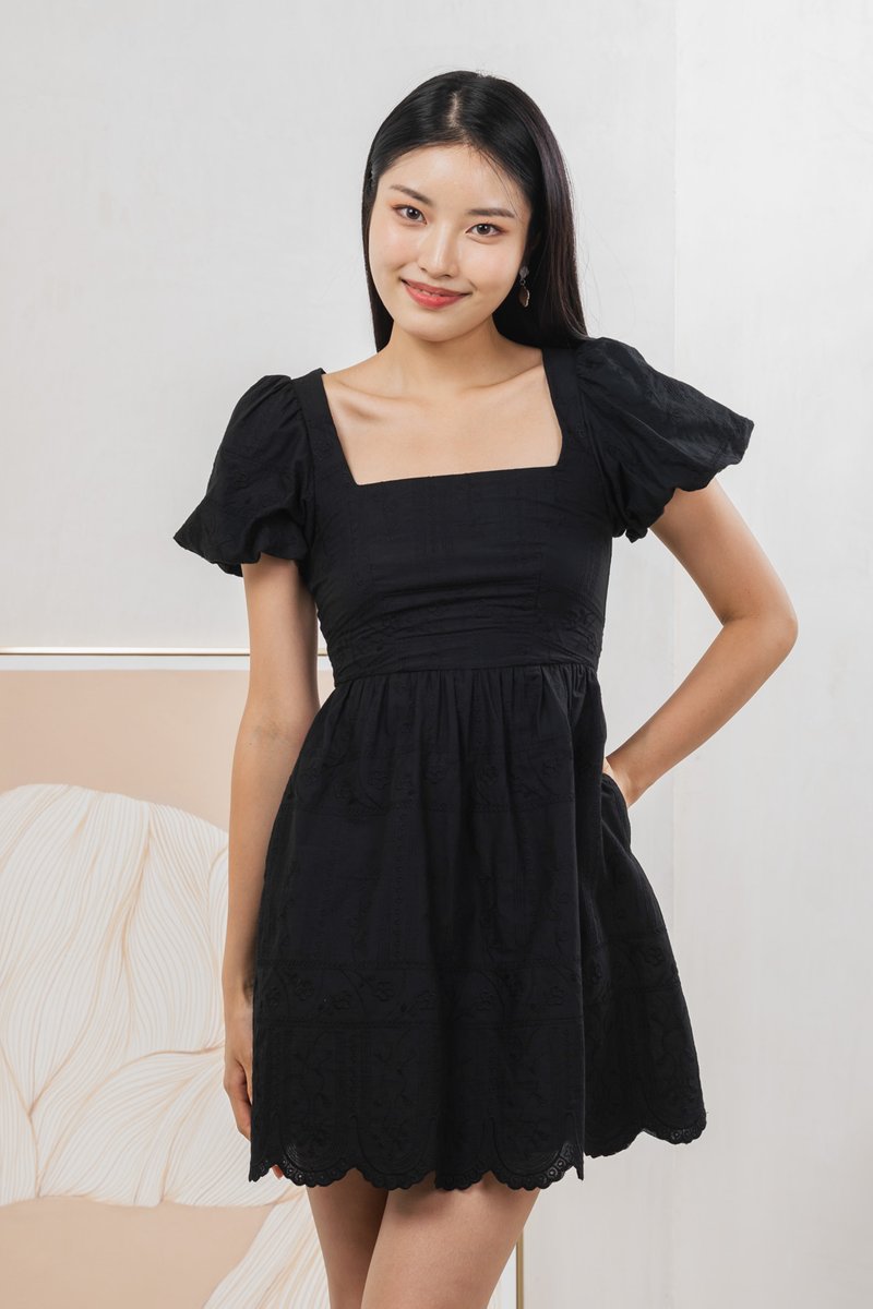 Starry Embroidered Dress In Black