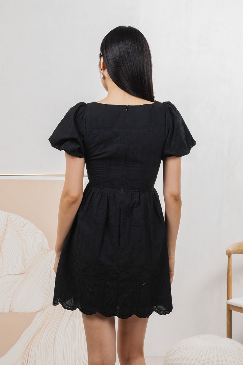 Starry Embroidered Dress In Black