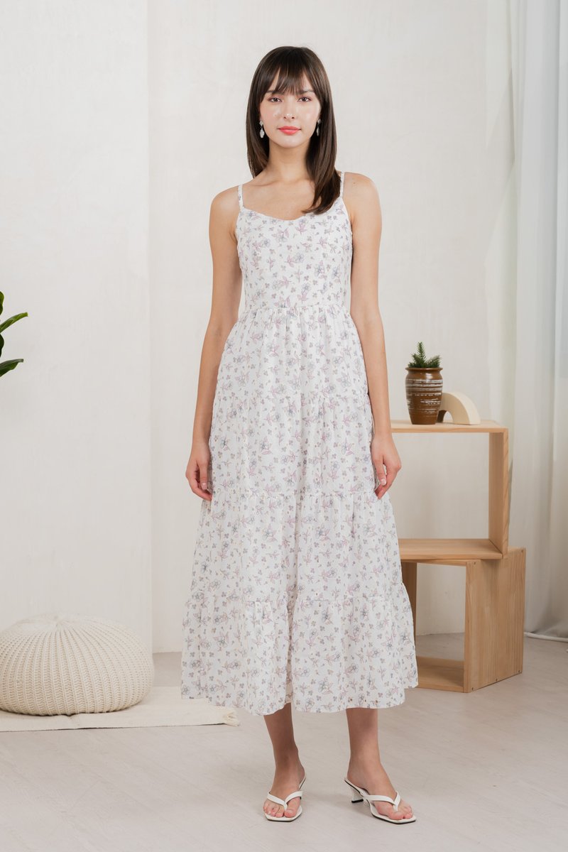 Millis Eyelet Camisole Maxi Dress In White